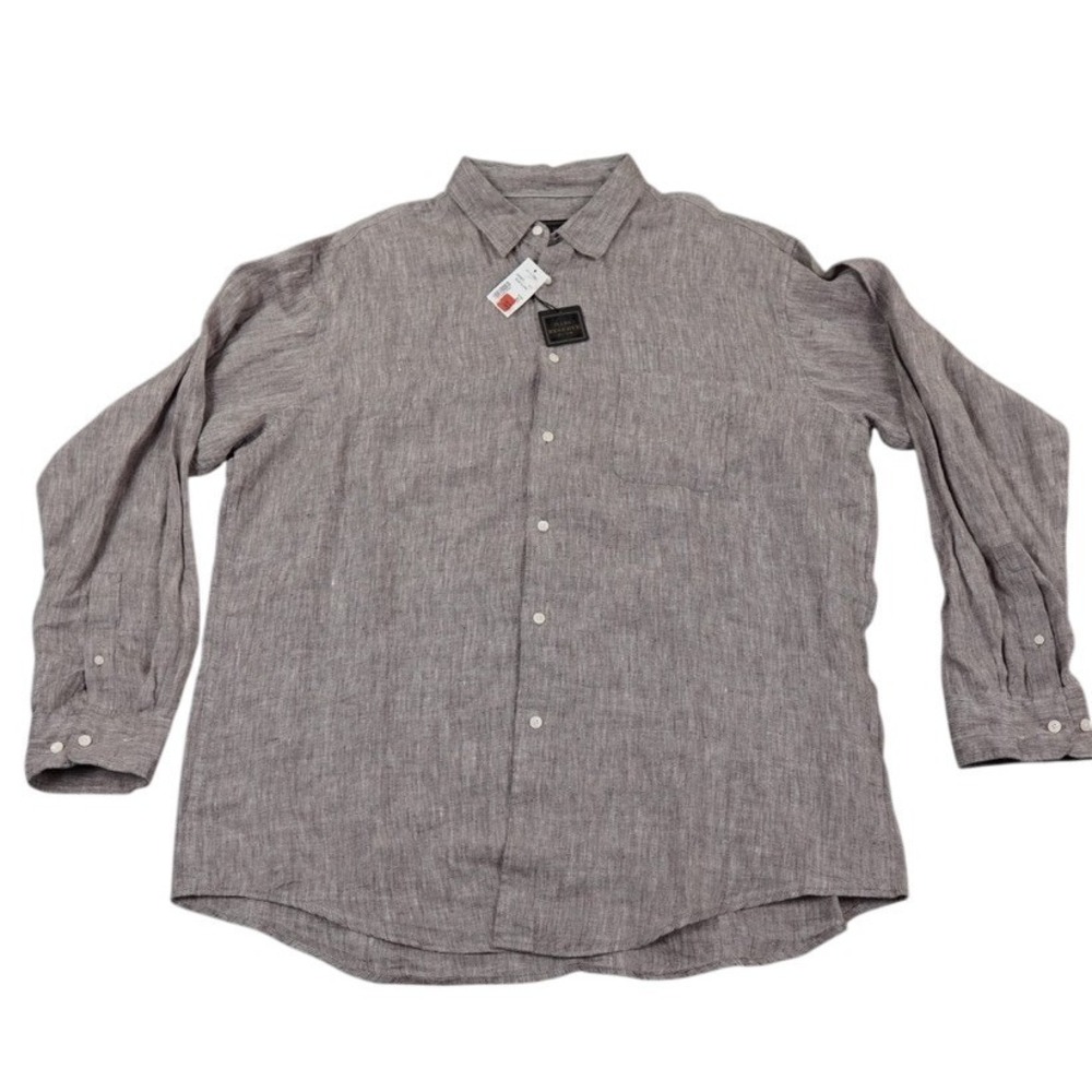 Jos A Bank Reserve Linen Shirt Mens‎ XL Brown Long Sleeve Button Down Pocket